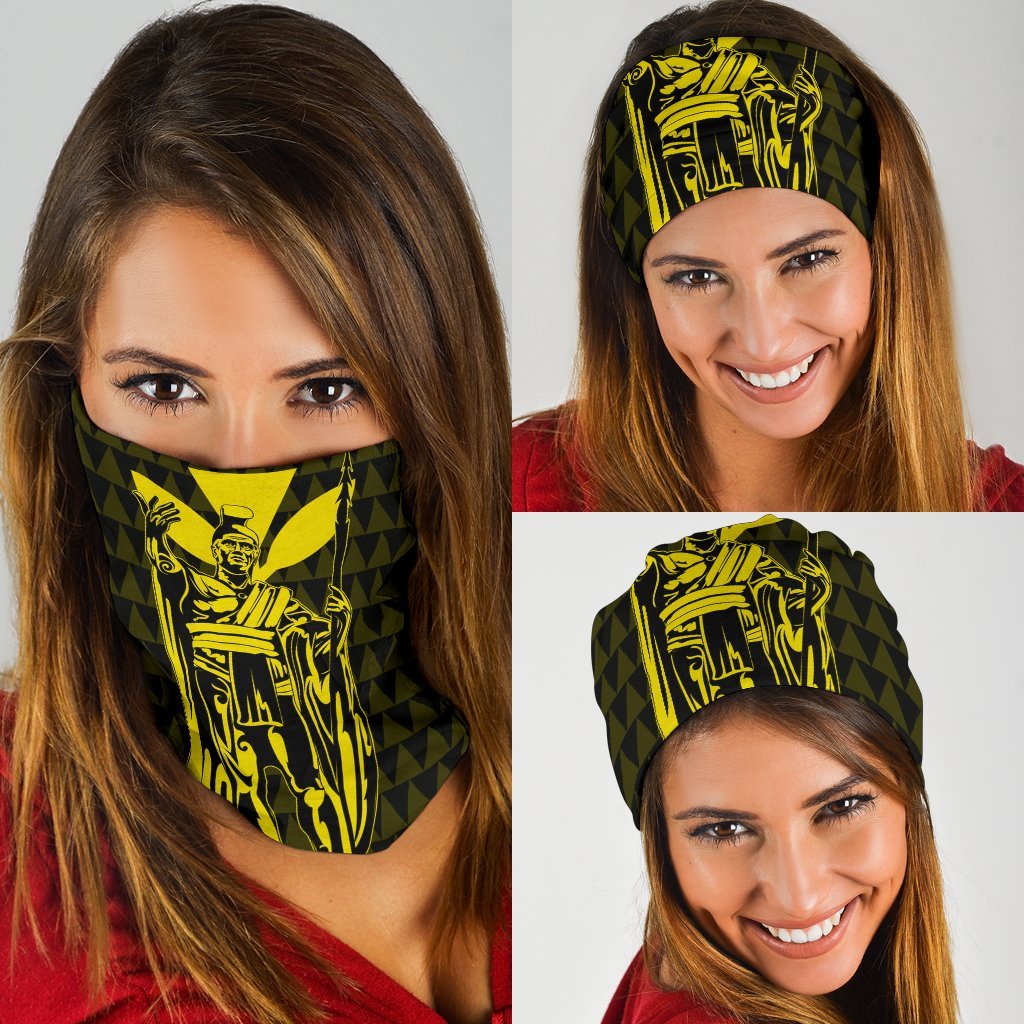 Hawaii King Kanaka Kakau Bandana 3 - Pack - Yellow One Size Yellow - Polynesian Pride