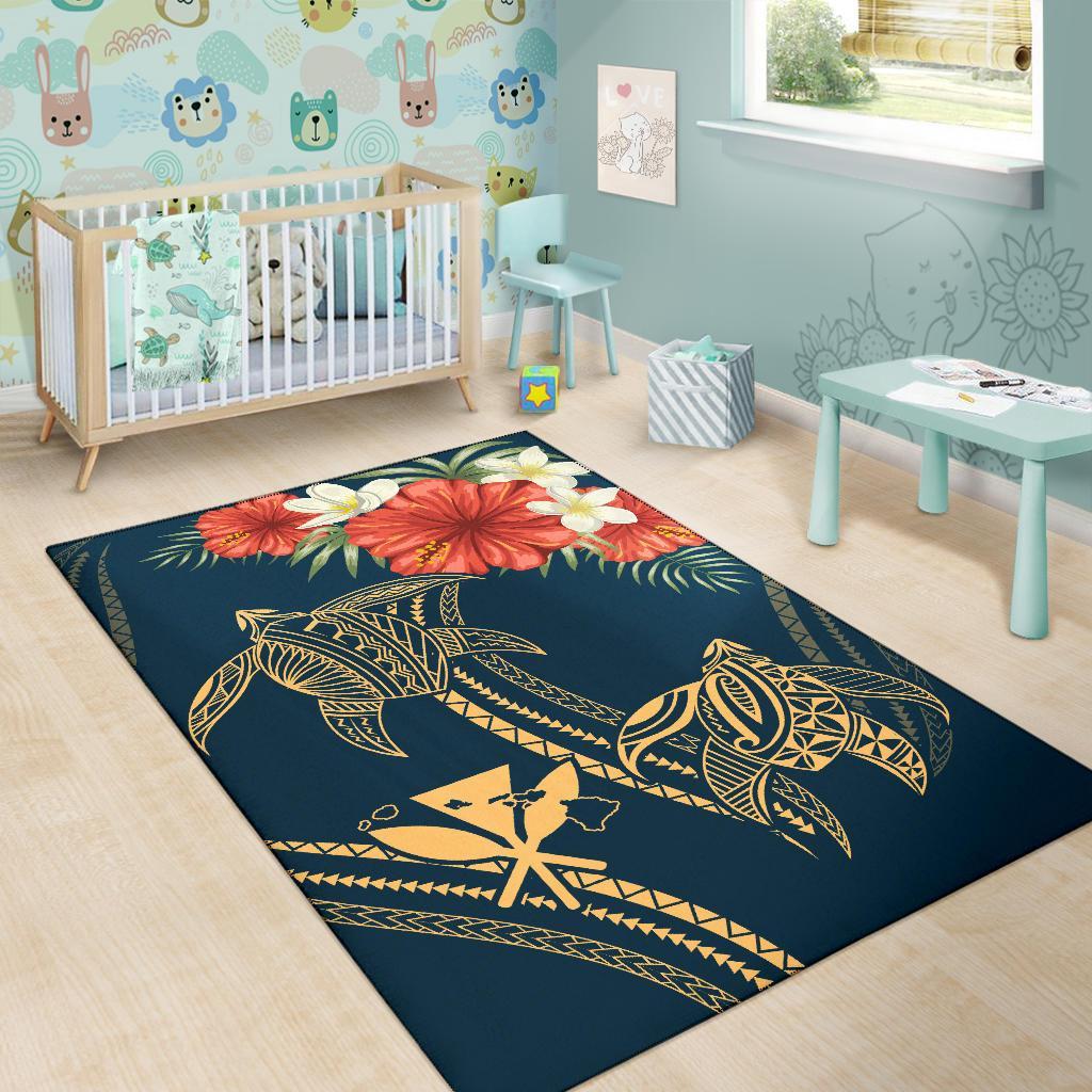 Hawaii Polynesian Turtle Hibiscus Rug - Nolan Style - Polynesian Pride