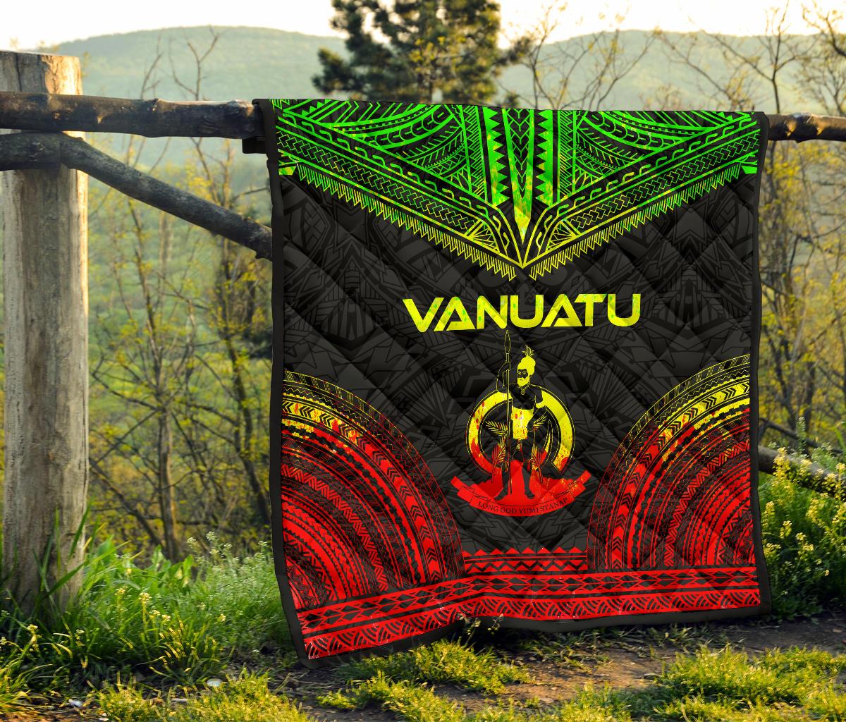 Vanuatu Premium Quilt - Vanuatu Coat Of Arms Polynesian Chief Reggae Version - Polynesian Pride