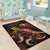 Hawaii Polynesian Area Rugs - Turtle With Blooming Hibiscus Gold - Polynesian Pride