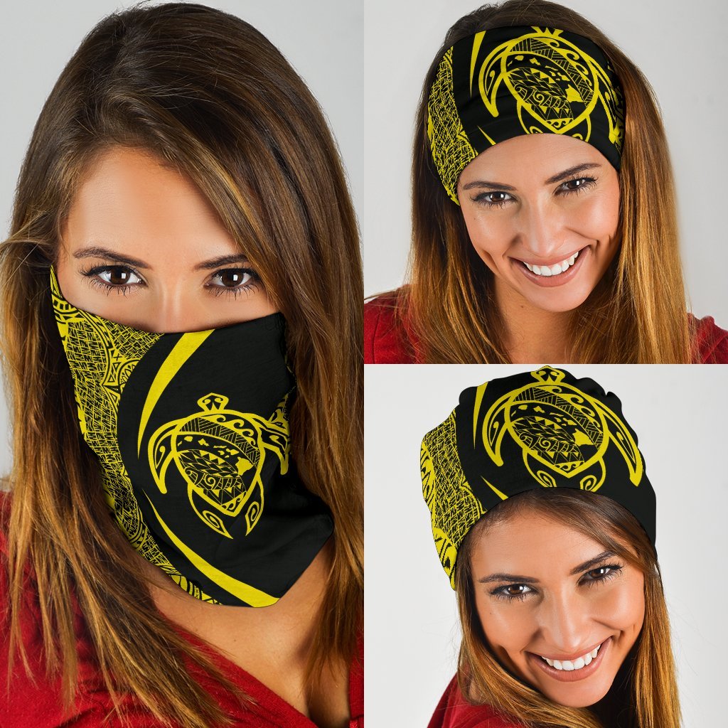 Hawaiian Bandana Turtle Map Polynesian Bandana 3-Pack - Circle Style Yellow Yellow One Size - Polynesian Pride