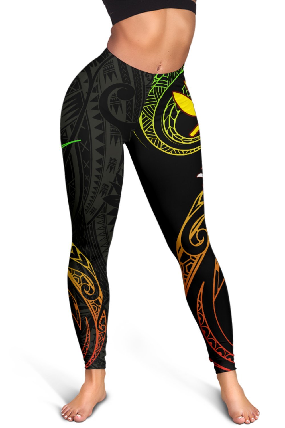 Hawaiian Kanaka Polynesian Women's Leggings - Black - Hana Style - AH - Polynesian Pride
