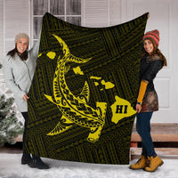 Hawaii Shark Yellow Polynesian Premium Blanket - Polynesian Pride