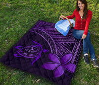 Hawaii Quilt - Hawaii Turtle Plumeria Quilt Purple - Polynesian Pride