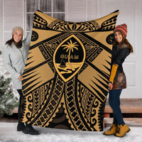 Guam Polynesian Premium Blanket - Guam Gold Seal with Polynesian Tattoo - Polynesian Pride
