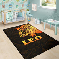 Sun In Leo Zodiac Area Rug Polynesian Tattoo Simple - Orange Black - Polynesian Pride
