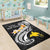 Papua New Guinea Area Rug - PNG Seal Polynesian Patterns Plumeria (Black) - Polynesian Pride
