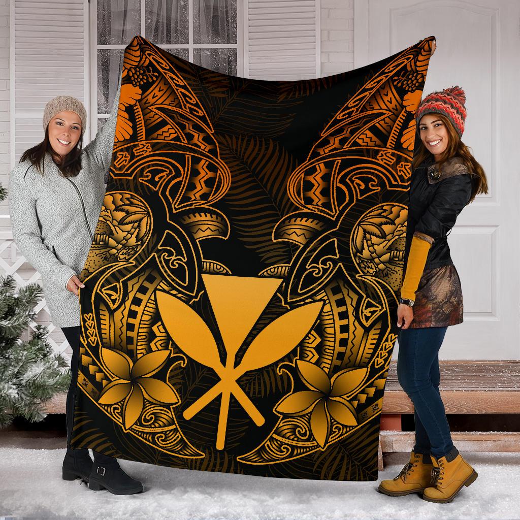 Polynesian Hawaii (Kanaka Maoli) Premium Blanket - Gold Turtle Homeland - Polynesian Pride