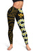 Hawaii Kanaka Plumeria Polynesian - Hawaiian Women's Leggings - Curtis Style - Gold - Polynesian Pride