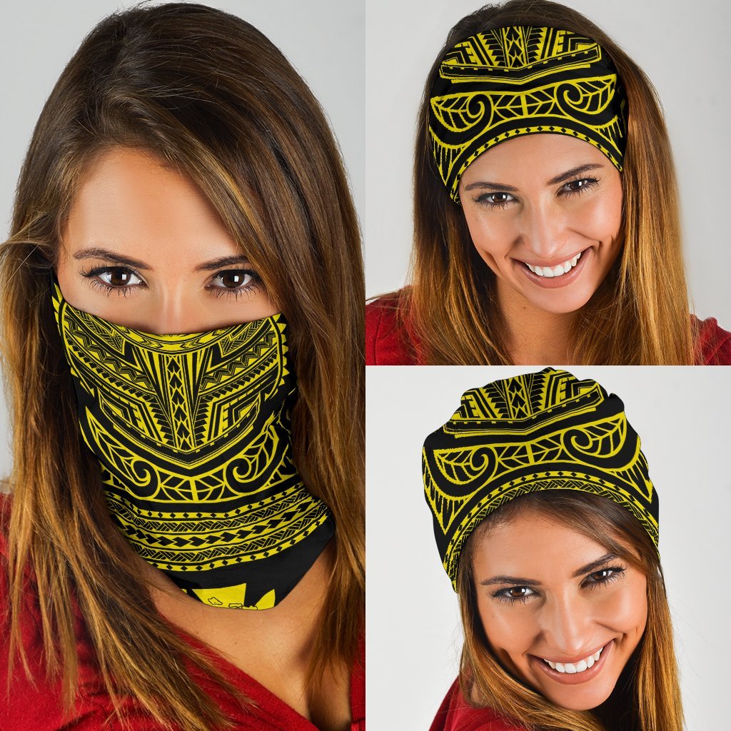 Hawaiian Kanaka Map Bandana 3 - Pack Nation Warrior Yellow One Size Yellow - Polynesian Pride