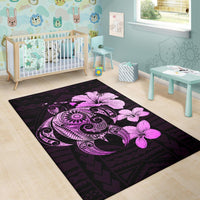 Hibiscus Plumeria Mix Polynesian Turtle Area Rug AH - Polynesian Pride