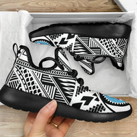 Fiji Polynesian Tattoo Mesh Knit Sneakers White - Polynesian Pride