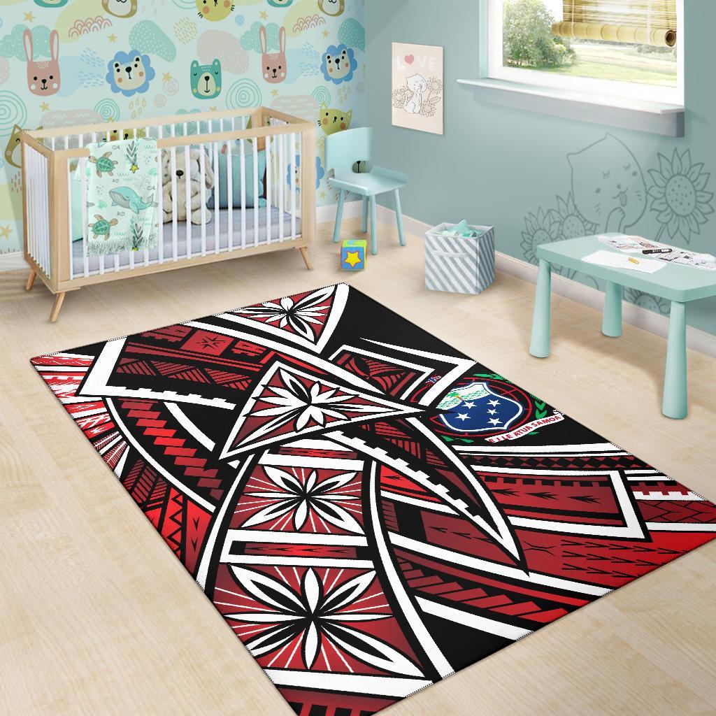 Samoa Area Rug - Tribal Flower Special Pattern Red Color - Polynesian Pride