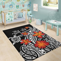Hawaiian Map Turtle Swim Plumeria Polynesian Rug - J6 - Polynesian Pride