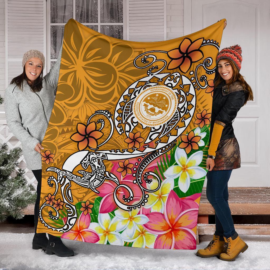 FSM Premium Blanket - Turtle Plumeria (Gold) - Polynesian Pride