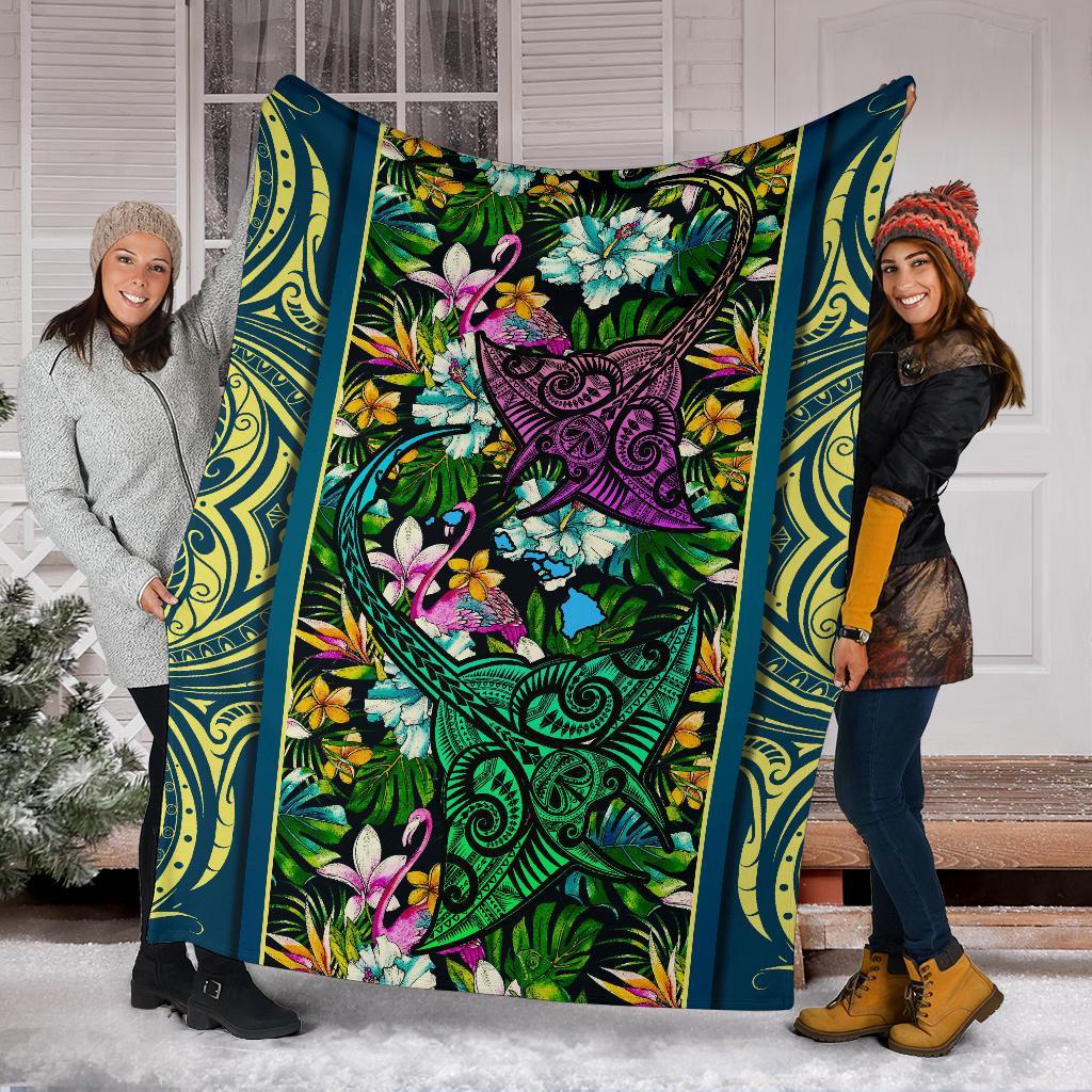 Hawaii Manta Ray Tropical Polynesian Premium Blanket - Pure Style - Polynesian Pride