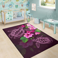 Hawaii Turtle Hibiscus Pink Simple Rug - Polynesian Pride