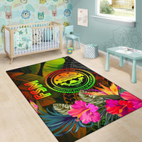 Federated States of Micronesia Polynesian Area Rug - Hibiscus and Banana Leaves - Polynesian Pride