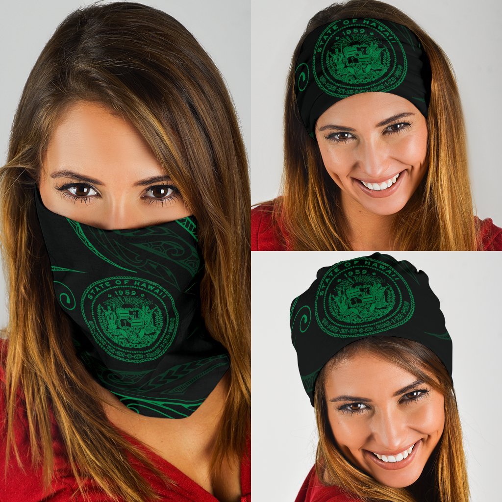 Hawaii Coat Of Arm Polynesian Bandana 3 - Pack - Green One Size Green - Polynesian Pride