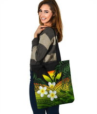 Kanaka Maoli (Hawaiian) Tote Bag, Polynesian Plumeria Banana Leaves Reggae - Polynesian Pride