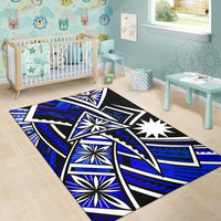 Nauru Area Rug - Tribal Flower Special Pattern Blue Color - Polynesian Pride
