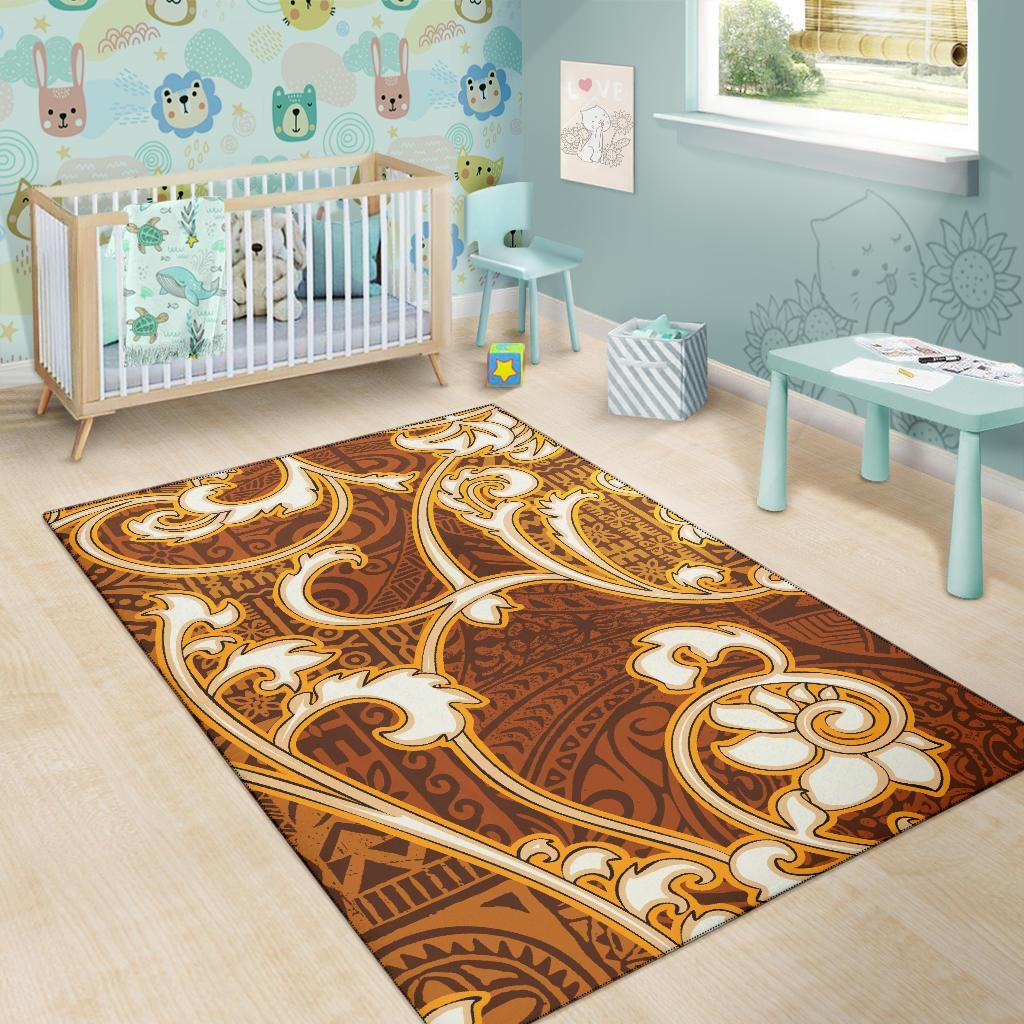 Polynesian Area Rug - Flourish Style With Tribal Fabric - Polynesian Pride