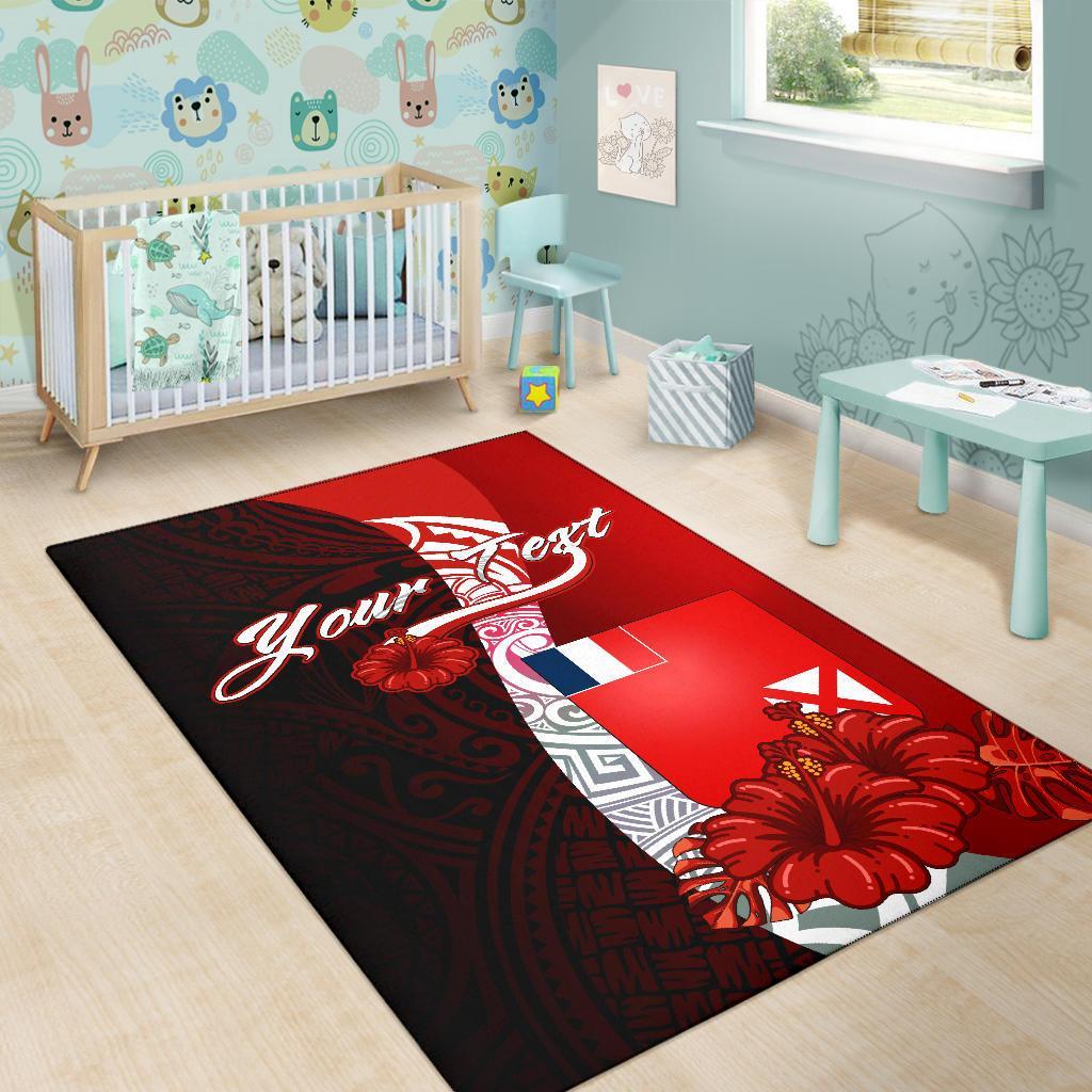 Wallis and Futuna Polynesian Custom Personalised Area Rug - Coat Of Arm With Hibiscus - Polynesian Pride