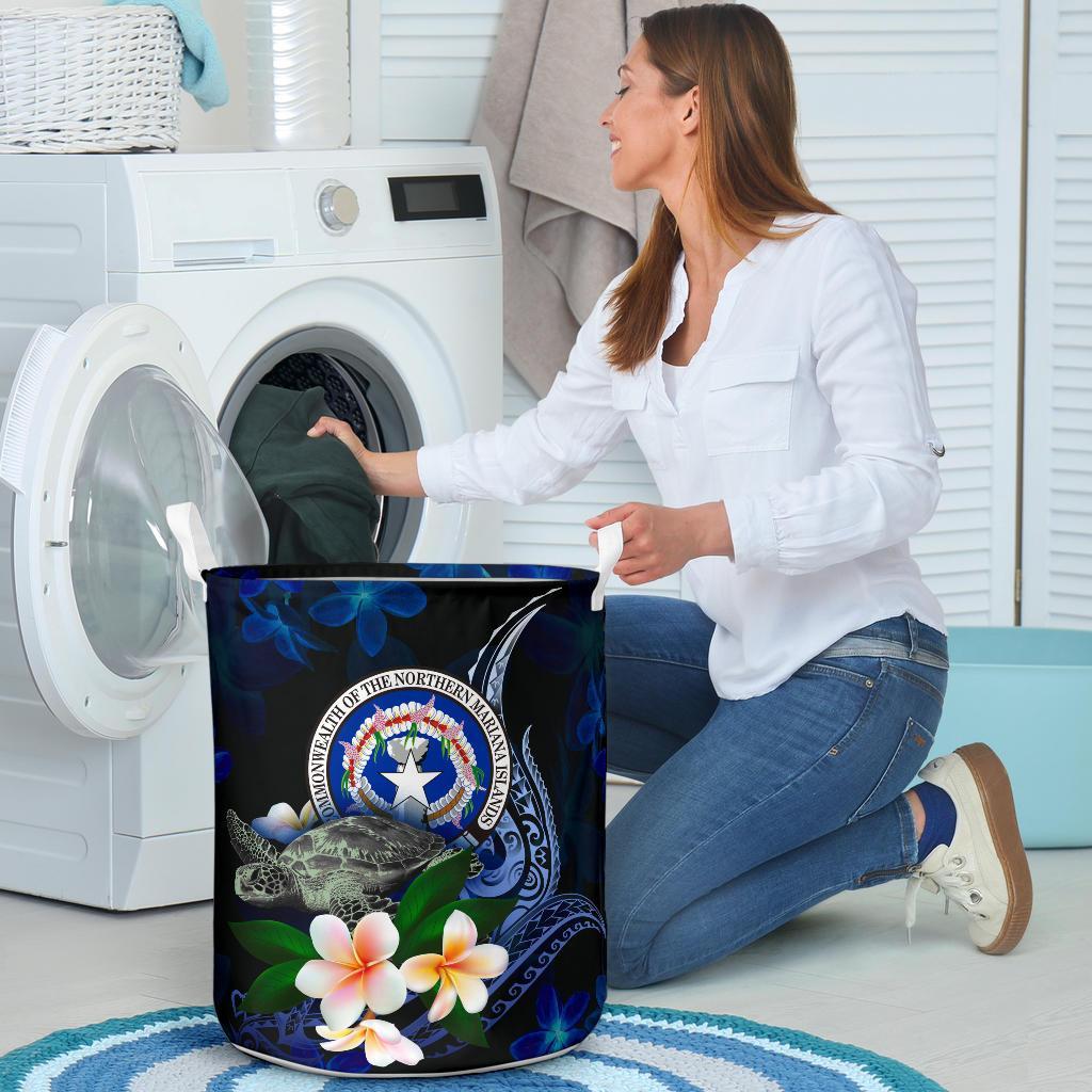 Northern Mariana Islands Polynesian Laundry Basket - Turtle With Plumeria Flowers - Polynesian Pride