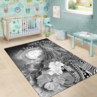 CNMI Custom Personalised Area Rug - Humpback Whale with Tropical Flowers (White) - Polynesian Pride