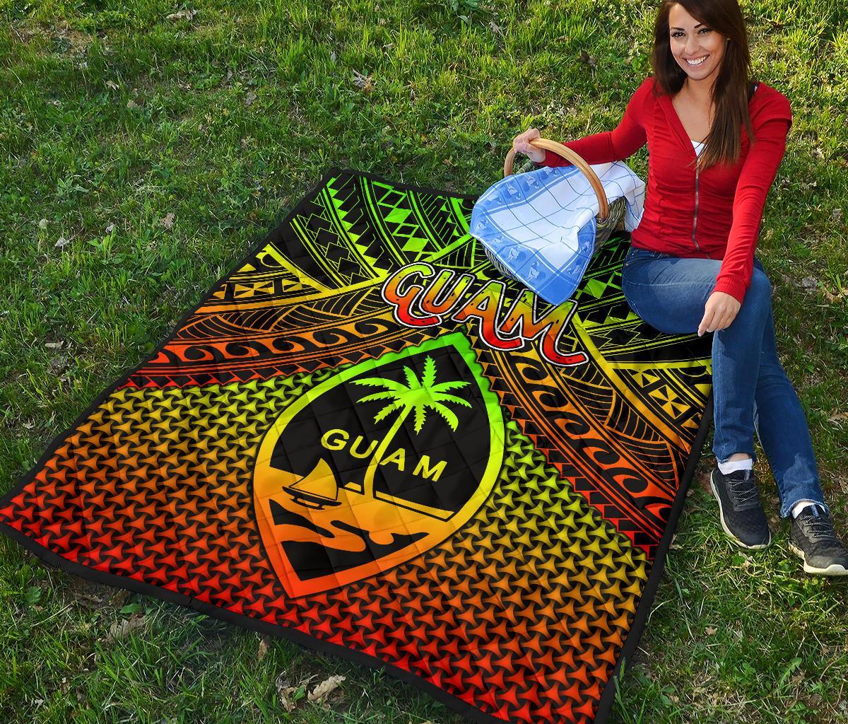 Polynesian Guam Premium Quilt - Reggae Vintage Polynesian Patterns - Polynesian Pride