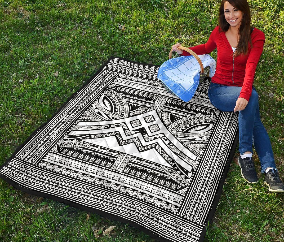 Hawaii Polynesian Mauna Kea Premium Quilt White - Polynesian Pride