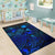 Nauru Area Rugs Turtle Hibiscus Blue - Polynesian Pride