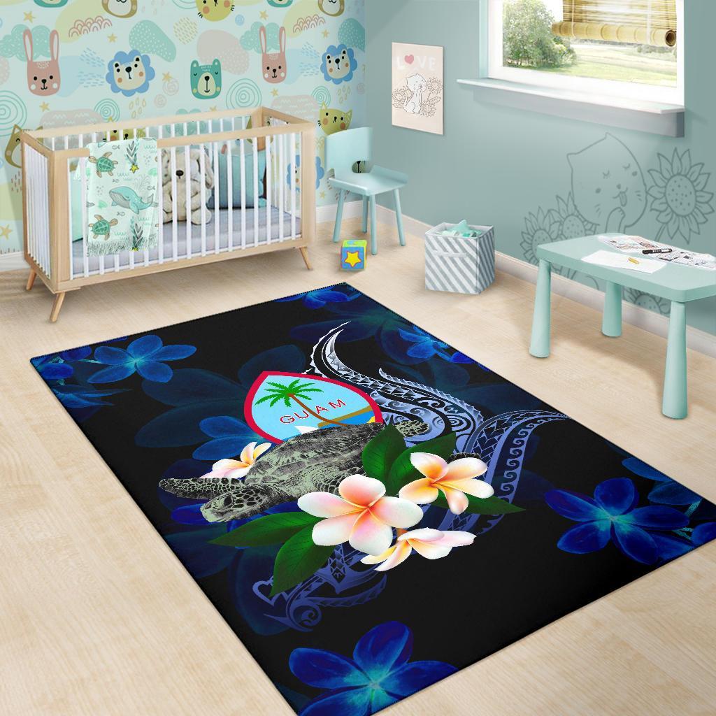 Guam Polynesian Area Rug - Turtle With Plumeria Flowers - Polynesian Pride