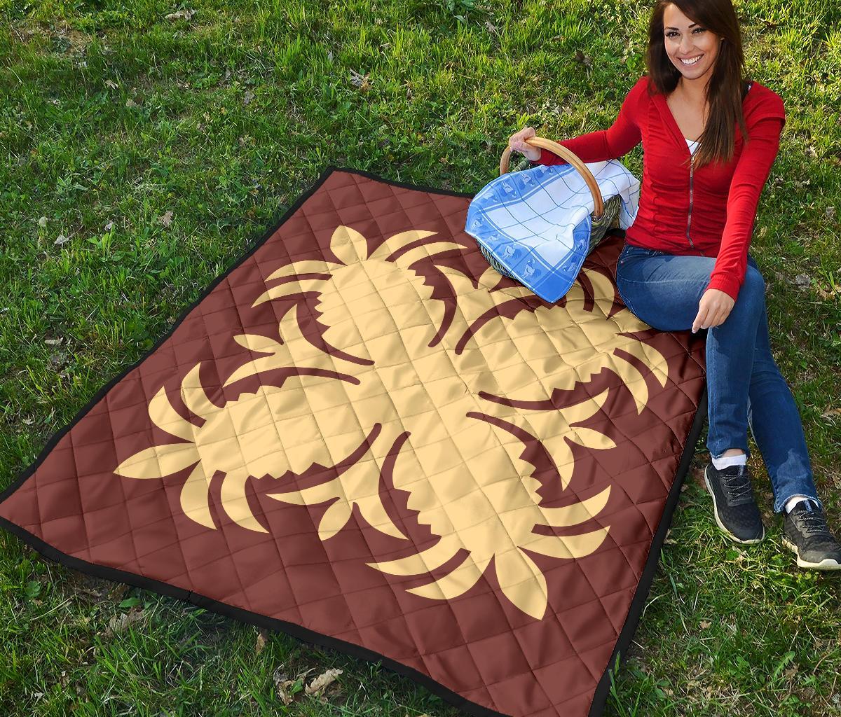 Hawaiian Premium Quilt Royal Pattern - Coral - A2 Style - Polynesian Pride