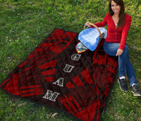 Guam Premium Quilt - Guam Coat Of Arms Polynesian Red Tattoo - Polynesian Pride