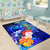 Polynesian Hawaii Area Rug - Kanaka Maoli Humpback Whale with Tropical Flowers (Blue) - Polynesian Pride