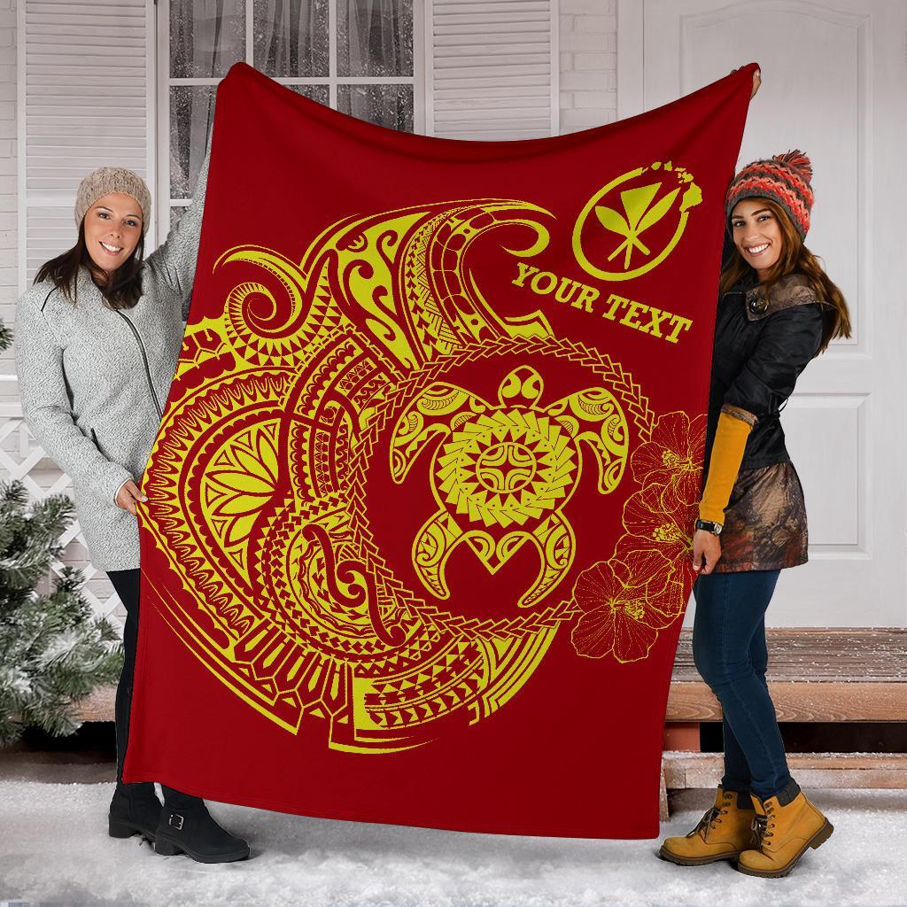 Hawaii Polynesian Personalised Premium Blanket - Vintage Polynesian Turtle (Red) - Polynesian Pride