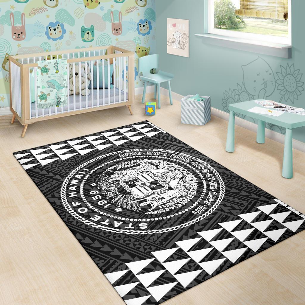 Kakau Seal Of Hawaii Polynesian - White Rug - Polynesian Pride