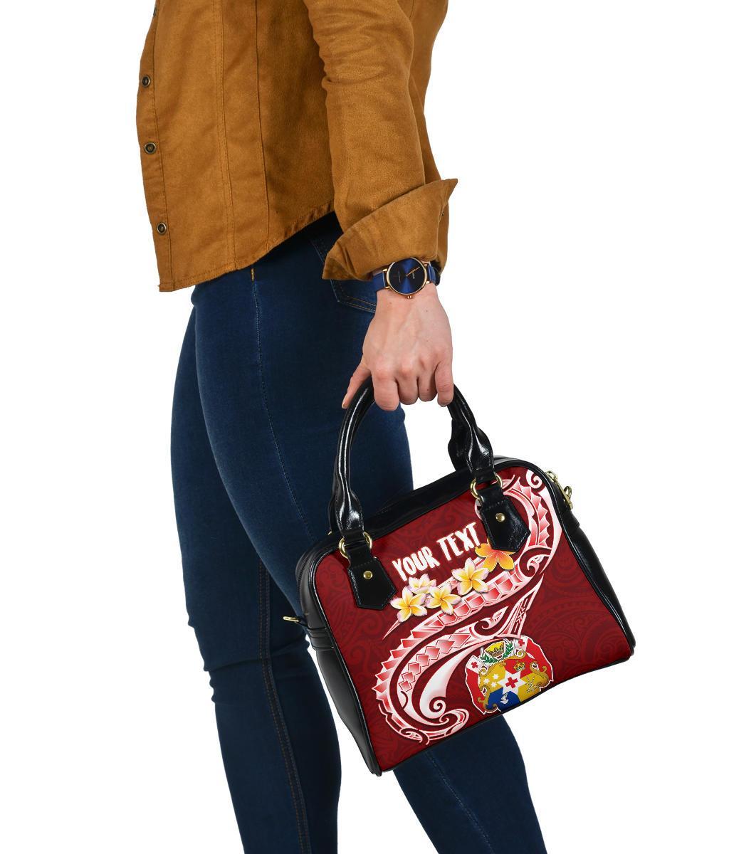 Tonga Personalised Shoulder Handbag - Tonga Coat Of Arms With Polynesian Patterns - Polynesian Pride