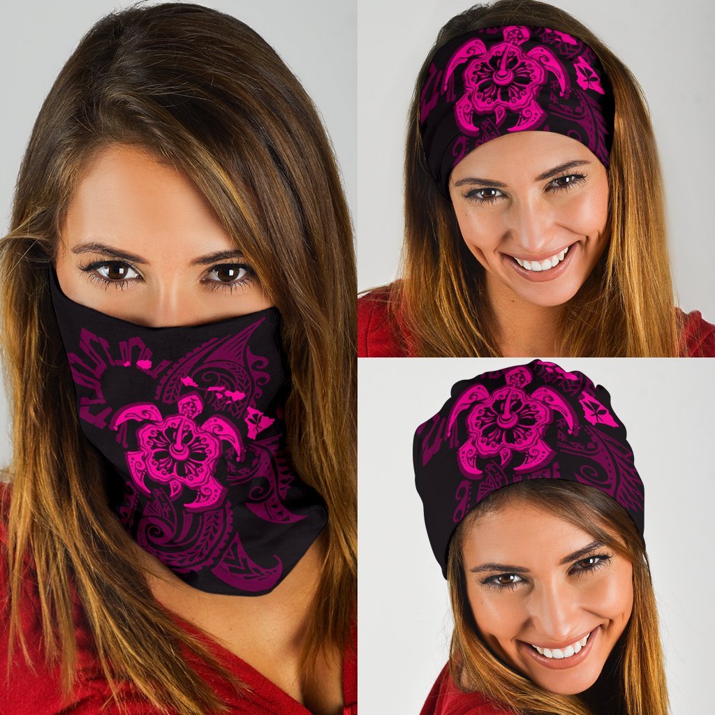 Hawaii Turtle Map Polynesian Bandana 3-Pack - Pink One Size Black - Polynesian Pride