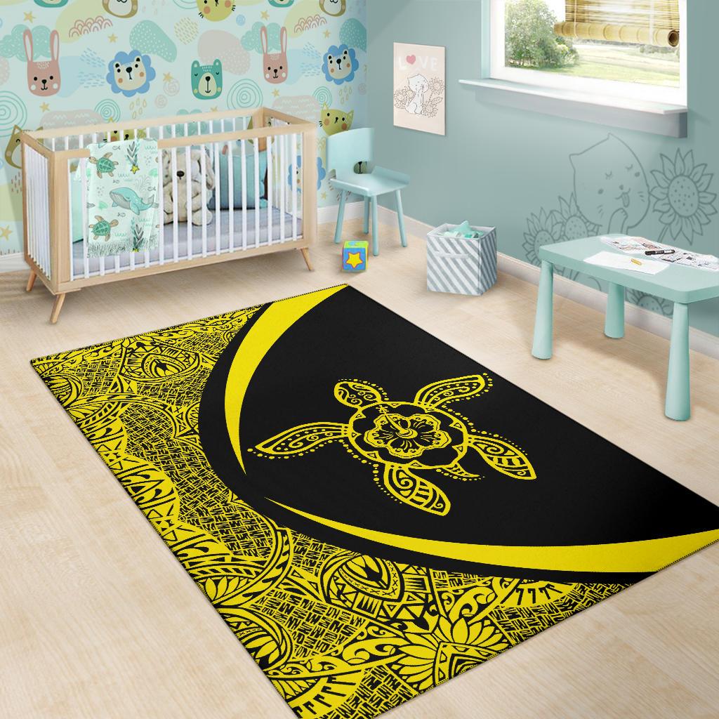 Hawaii Turtle Polynesian Area Rug Circle Style Yellow - Polynesian Pride