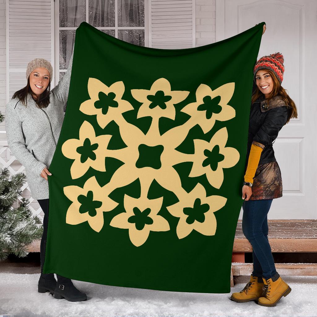 Hawaiian Premium Blanket Royal Pattern - Green - A1 Style - Polynesian Pride