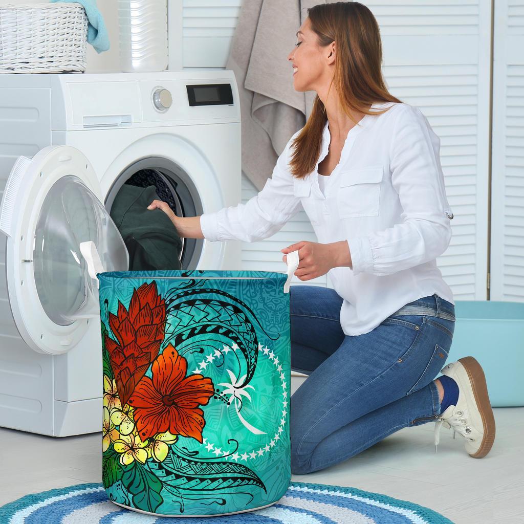 Chuuk State Laundry Basket - Tropical Flowers Style - Polynesian Pride