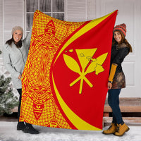 Hawaii Premium Blanket Kanaka Polynesian - Circle Style Red And Yellow - Polynesian Pride