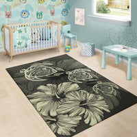 Hawaiian Map Hibiscus Flowers Vintage Polynesian Rug AH - Polynesian Pride