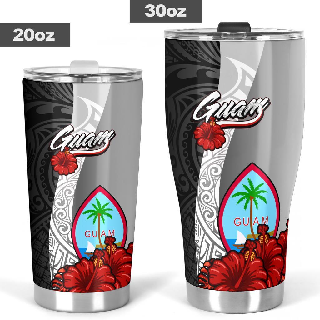 Guam Polynesian Tumbler - Coat Of Arm With Hibiscus White - Polynesian Pride