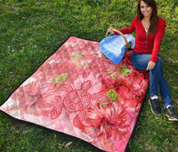 Hawaii Turtle Hibiscus Premium Quilt - Pink Style - Polynesian Pride