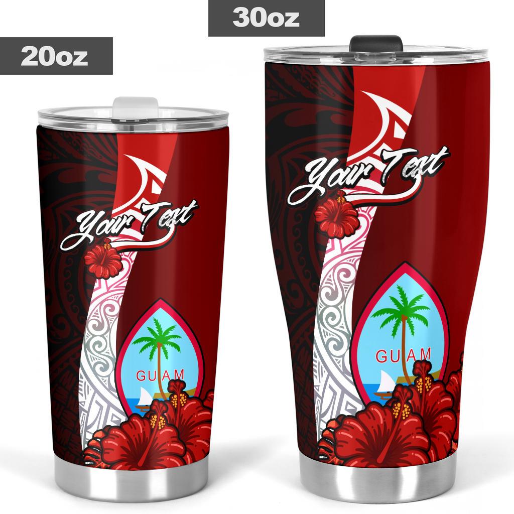 Guam Polynesian Custom Personalised Tumbler - Coat Of Arm With Hibiscus - Polynesian Pride