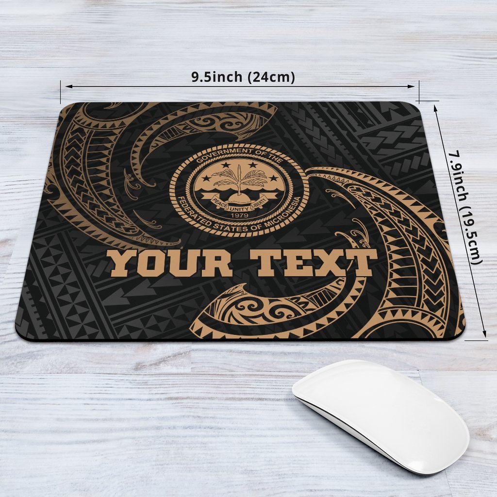 Federated States Of Micronesia Custom Personalised Mouse Pad - Gold Tribal Wave - Polynesian Pride