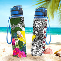 Hawaii Custom Personalised Hydro Tracking Bottle White - Turtle Plumeria Banana Leaf - Polynesian Pride